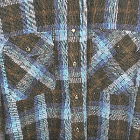 Vintage Sears Roebuck Wool Blend Blue Plaid Shirt  Chore Jacket Size XL Work - Picture 4 of 5